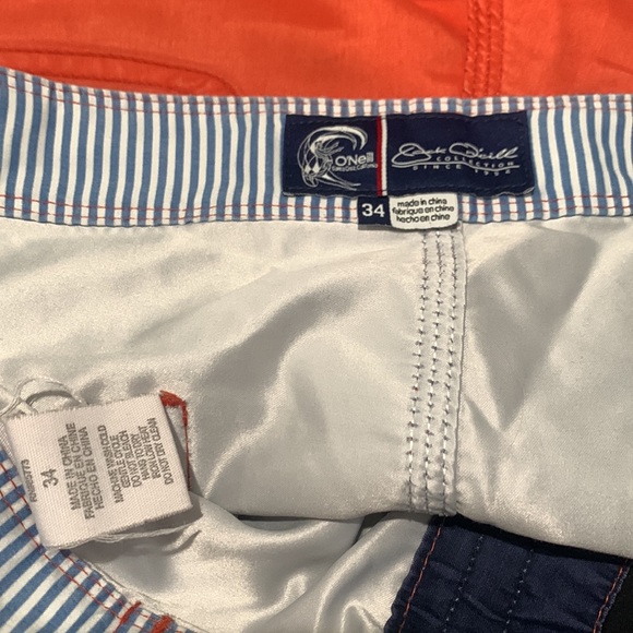 O’NEILL Board Shorts Bathing Suite Size 34 Navy Orange Tan Suft ONEILL - Picture 7 of 7